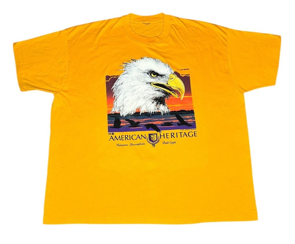 Vintage 90s American Heritage Bald Eagle USA T-Shirt